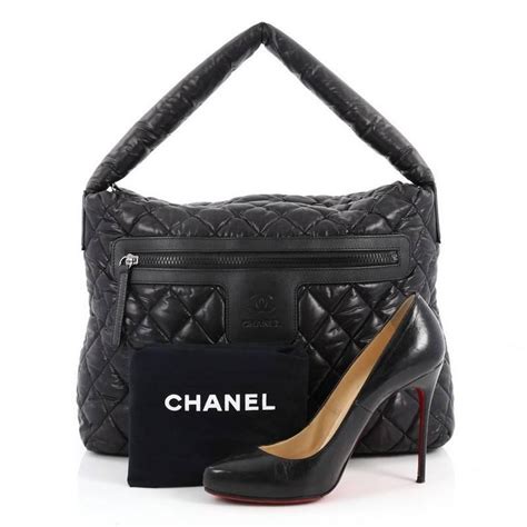 Chanel Coco Cocoon Hobo Quilted Nylon Medium Black 29499251